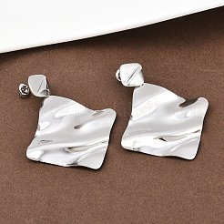 304 Stainless Steel Rhombus Dangle Stud Earrings&nbsp;EJEW-K268-79B-P