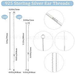2 Pairs 2 Style 925 Sterling Silver Ear Stud Findings&nbsp;STER-BBC0005-27