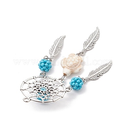 Alloy Synthetic Turquoise Beads Dream Catcher Pendants&nbsp;PALLOY-MZ00708-02