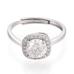 Adjustable 925 Sterling Silver Round Cut Moissanite Halo Promise Ring&nbsp;STER-T008-87P