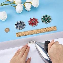 4Pcs 4 Colors Glass Rhinestone Flower Wedding Dress Accessories&nbsp;STIC-FG0001-11