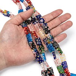 Rectangle Handmade Millefiori Glass Beads Strands&nbsp;LK-R004-22