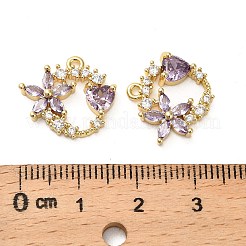 Brass Micro Pave Cubic Zirconia Pendants&nbsp;KK-B142-10G-01