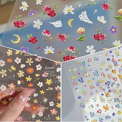 4Pcs 4 Styles Flower Pattern Self Adhesive PET Nail Art Stickers Decals&nbsp;MRMJ-SP0001-19