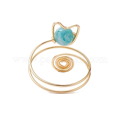 Round Natural Natural  Hemimorphite & Amethyst & Carnelian & Tiger Eye Finger Rings&nbsp;RJEW-TA00145