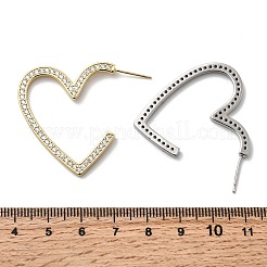 Heart Brass Micro Pave Cubic Zirconia Stud Earrings&nbsp;EJEW-F395-01A