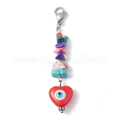 Heart with Evil Eye Resin Pendant Decorations&nbsp;HJEW-JM01104