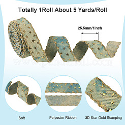 5 Yards Polyester 3D Star Gold Stamping Ribbon&nbsp;OCOR-TAC0023-14A