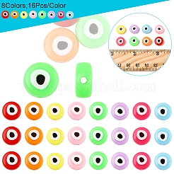 128Pcs 8 Colors Opaque Printed Acrylic Beads&nbsp;MACR-FS0001-94