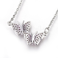 Brass Micro Pave Cubic Zirconia Pendant Necklaces&nbsp;NJEW-O108-18P
