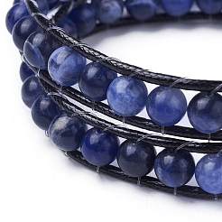 Natural Sodalite Round Bead Wrap Bracelets&nbsp;BJEW-JB04248