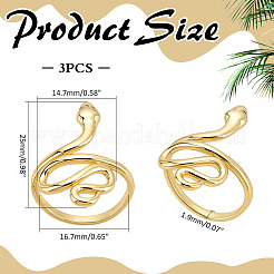 3Pcs Snake Brass Wide Band Rings&nbsp;RJEW-ME0001-01