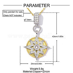 Brass Micro Pave Clear Cubic Zirconia Pendants&nbsp;CU-OY001-57G