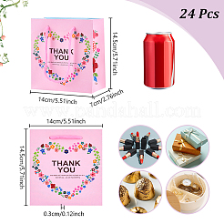 Heart Flower Thank You Printed Paper Storage Gift Tote Bags for Wedding Party Gift Wrapping Bags&nbsp;ABAG-WH0038-77A