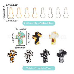 7Pcs 7 Styles Cross Silicone Beads Knitting Needle Protectors/Knitting Needle Stoppers&nbsp;DIY-NB0010-32