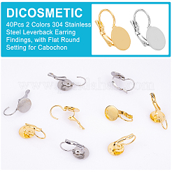 40Pcs 2 Colors 304 Stainless Steel Leverback Earring Findings&nbsp;STAS-DC0007-31