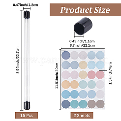 15Pcs Transparent Acrylic with PE Plastic Bead Storage Tubes with Black Lid&nbsp;AJEW-CN0006-38B