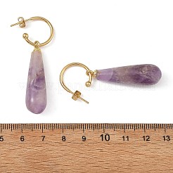 Natural Green Aventurine/Rose Quartz/Amethyst/Agate/Tiger Eye Dangle Earrings&nbsp;EJEW-JE07331