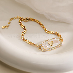 Brass Micro Pave Cubic Zirconia Link Bracelets&nbsp;PW-WG51589-01