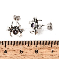 925 Sterling Silver Micro Pave Cubic Zirconia Stud Earrings&nbsp;EJEW-Z133-01AS