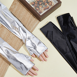 2 Pairs 2 Colors Polyester Long Fingerless Gloves&nbsp;AJEW-CL0006-23