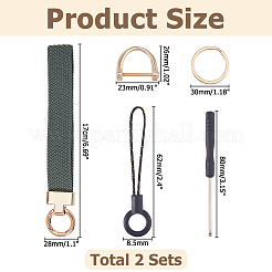 2 Sets Zinc Alloy Nylon Rubber Keychains&nbsp;KEYC-HS0001-12B