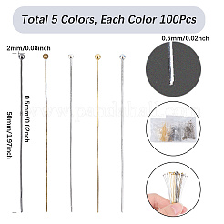 500Pcs 5 Colors Brass Ball Head Pins&nbsp;KK-SP0002-37