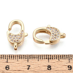 Brass Pave Clear Cubic Zirconia Lobster Claw Clasps&nbsp;KK-T075-74G