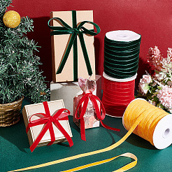 3 Rolls 3 Colors Single Face Velvet Ribbon&nbsp;SRIB-AR0001-09
