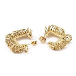 Brass Rhombus with Rings Stud Earrings&nbsp;EJEW-E600-05G