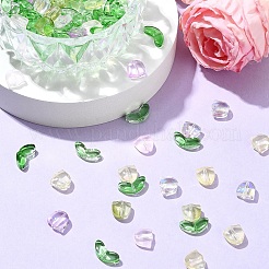Spray Painted Transparent Glass Beads&nbsp;GLAA-YW0003-76