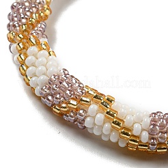 Handmade Braided Glass Seed Beaded Stretch Bracelets for Women&nbsp;BJEW-A012-01B