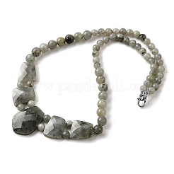 Natural Labradorite Faceted Bib Graduated Beaded Necklaces for Women&nbsp;NJEW-B128-01P