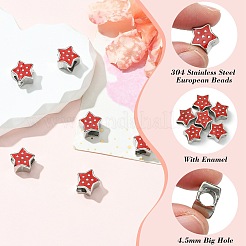 6Pcs 304 Stainless Steel European Beads&nbsp;STAS-CJ0002-59