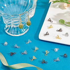 64Pcs 4 Colors Flower Rack Plating Brass Filigree Bead Cap Bails&nbsp;KK-UN0002-89