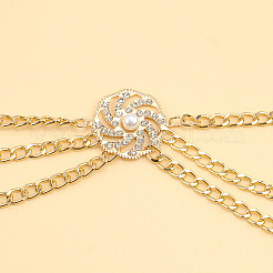 Aluminum and Alloy Crystal Rhinestone Sun with Imitation Pearl 3 Layered Waist Chains&nbsp;FS-WG9586B-01