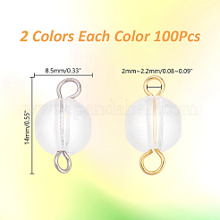 200Pcs Frosted Baking Paint Glass Round Connector Charms&nbsp;PALLOY-AR00031