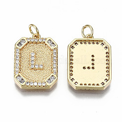 Brass Micro Pave Clear Cubic Zirconia Pendants&nbsp;KK-S356-234L-G-NF