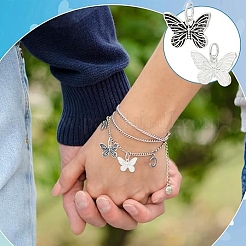 2Pcs 2 Colors 925 Sterling Silver Butterfly Charms&nbsp;STER-PH0002-73