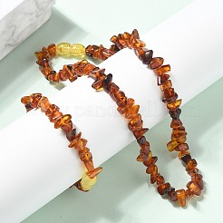Natural Amber Beaded Bracelets & Necklaces Sets for Baby&nbsp;AJEW-K050-04