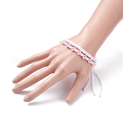 2Pcs 2 Colors Peach Blossom Braided Cord Bracelet&nbsp;BJEW-JB07610-02
