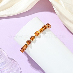Natural Amber & Non-magnetic Synthetic Hematite Beaded Stretch Bracelets for Women Men&nbsp;BJEW-JB13737
