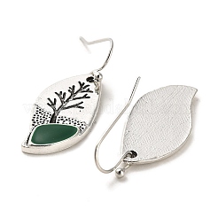 Leaf with Tree Enamel Dangle Earrings&nbsp;EJEW-G370-06AS