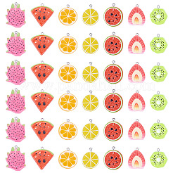 42Pcs 7 Styles Fruit Theme Spray Painted Opaque Resin Pendants&nbsp;RESI-TA0005-52