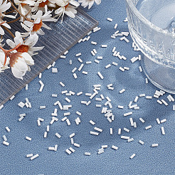 80g 4 Styles White Series Glass Bugle Beads&nbsp;SEED-GO0001-01
