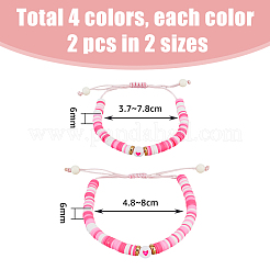 4 Sets 4 Color Polymer Clay Heishi Surfer Braided Bead Bracelets Set&nbsp;BJEW-FI0001-68