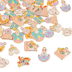 36Pcs 9 Styles Easter Alloy Enamel Pendants&nbsp;ENAM-TA0003-91