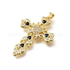 Brass Micro Pave Cubic Zirconia Pendants&nbsp;KK-Q066-37G-02