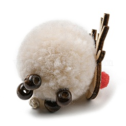Christmas Themed Plush & Wood Deer Ball Pendant Decoration&nbsp;HJEW-E008-01A