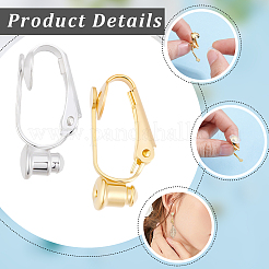 16Pcs 2 Colors Brass Clip-on Earring Findings&nbsp;KK-BBC0025-78